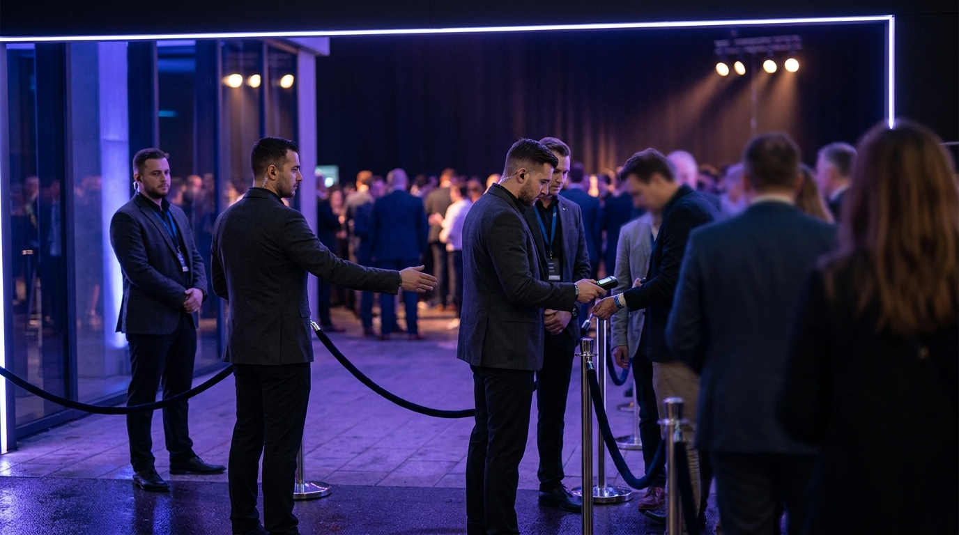Evenementbeveiligers bij toegangscontrole